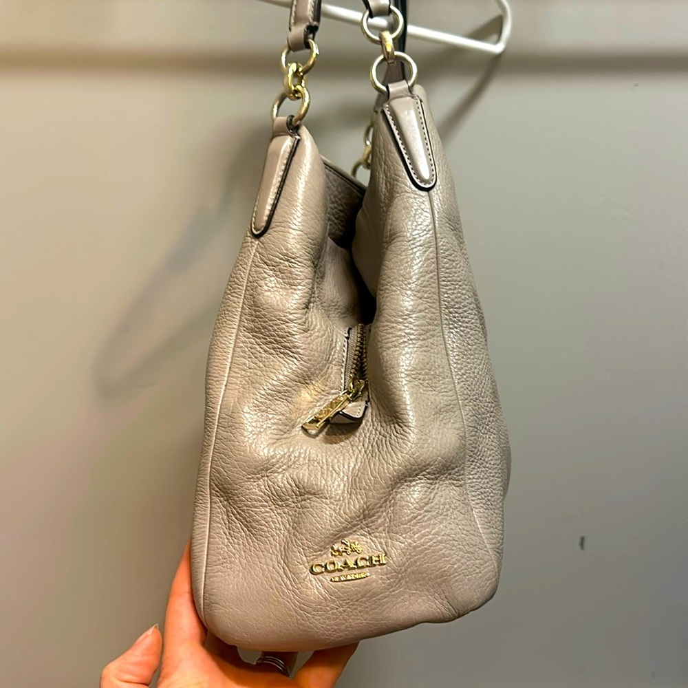 Coach two handle pebble leather shoulder bag